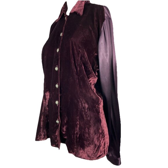 M Double D Ranch USA velvet top wine burgundy conch buttons - Picture 3 of 6